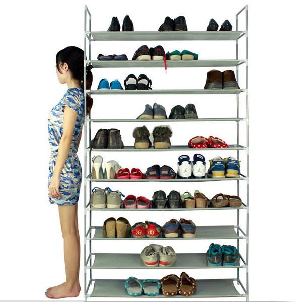 Rayon ¨¤ chaussures 100cm ultra grande capacit¨¦ 10 couches de tissus non tiss¨¦s et acier gris