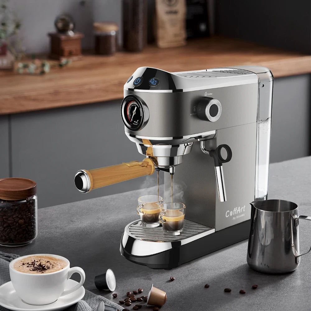 Machine ½Ç caf¹È en poudre semi-automatique, 20 bars, avec baguette de mousseur ½Ç vapeur de lait, pour expresso, cappuccino, latte et moka