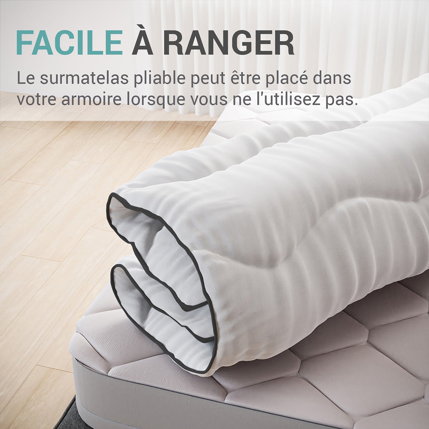 Surmatelas Moelleux Vague en Microfibre - Confort Sup¨¦rieur, Respirant et Anti-Acarien - Id¨¦al pour Matelas 2 Places, Clic Clac, BZ£¬140 x 190 cm