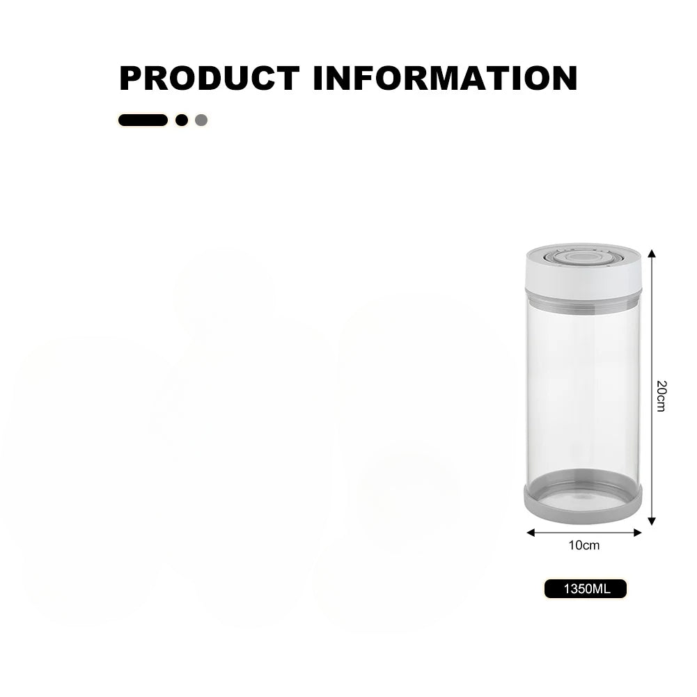 Bocaux ¨¦lectriques Sous Vide en Verre de 1350ml, Conteneur Intelligent de Stockage des citrouille Pr¨¦cieux pour la Cuisine, Stockage du Caf¨¦ en Grains et du Th¨¦