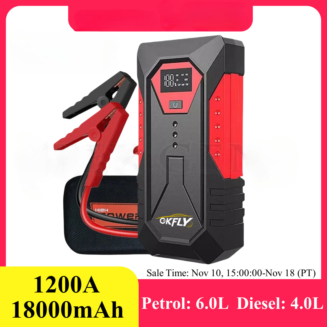 Démarreur de voiture pour diabétique, banque d'alimentation portable, booster de batterie de voiture, dispositif de démarrage de voiture pour GOLD 6.0L Diesel 4.0L, 12V, 18000mAh