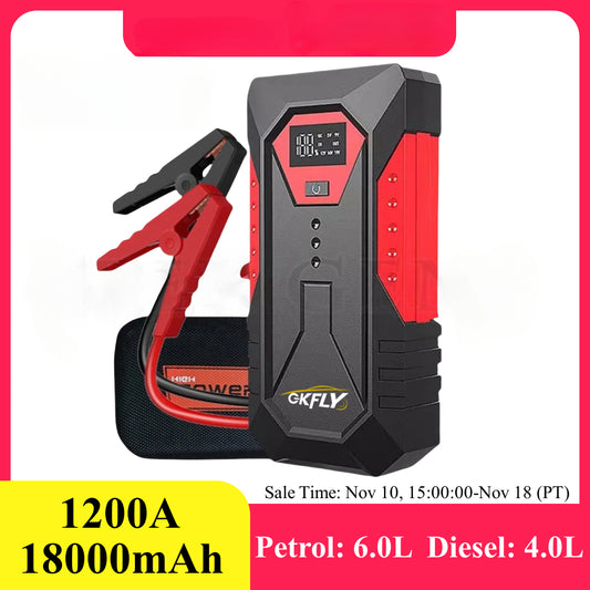 Démarreur de voiture pour diabétique, banque d'alimentation portable, booster de batterie de voiture, dispositif de démarrage de voiture pour GOLD 6.0L Diesel 4.0L, 12V, 18000mAh