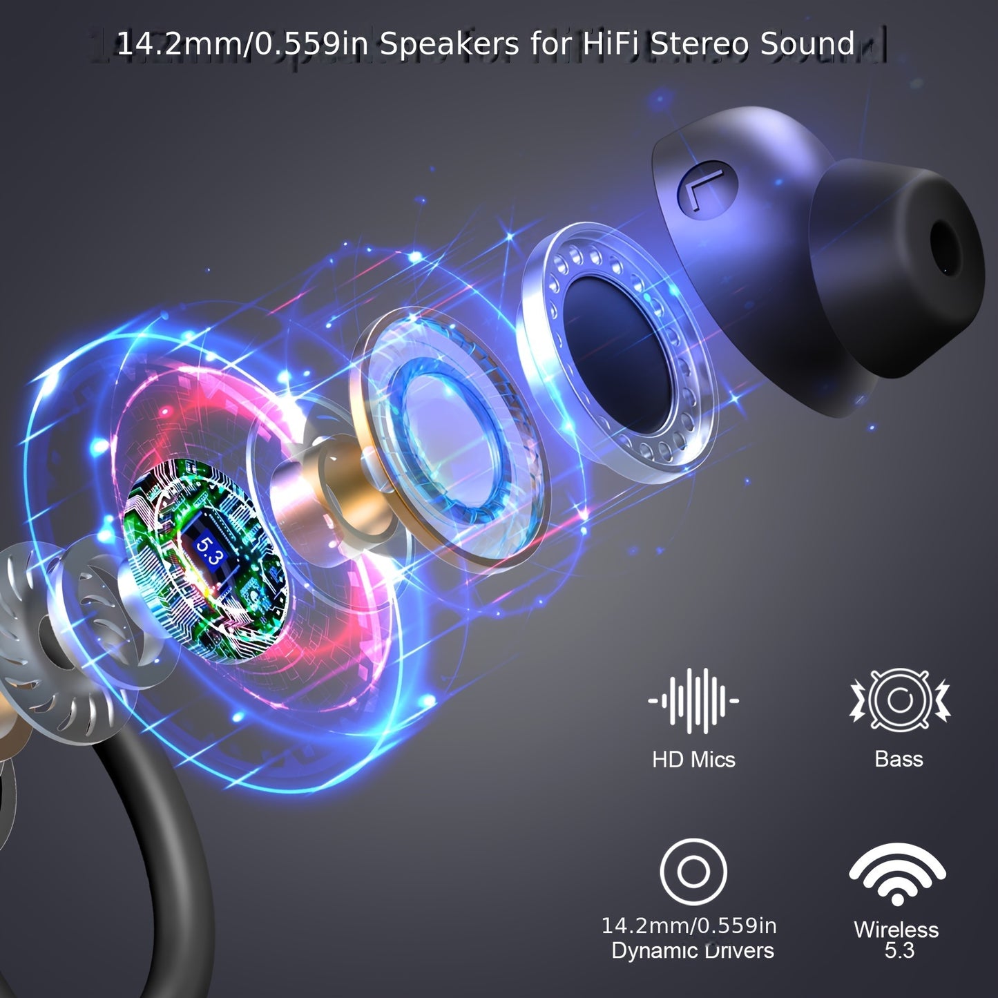 Q38 ¨¦couteurs sans fil, ¨¦couteurs st¨¦r¨¦o surround, ¨¦couteurs de sport ¨¤ longue lecture, bouchons d'oreille avec microphone int¨¦gr¨¦, ¨¦couteurs antibruit pour l'exercice