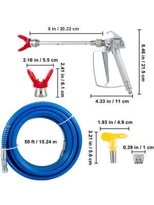 Kit de tuyau de pulv¨¦risation de peinture sans air, tube en fibre haute pression, rallonge de 8 ", plus r¨¦cent, 50 pieds, 3600psi