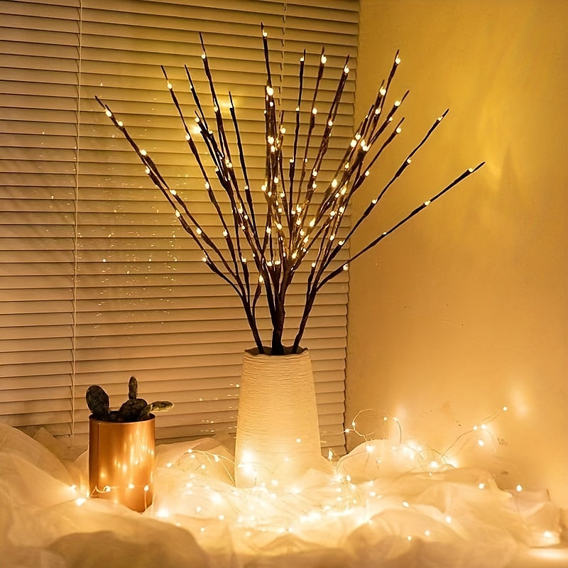 Branche lumineuse LED blanc chaud, branches lumineuses ¨¤ piles, remplissage de vase, brindille de saule, branche ¨¦clair¨¦e 76,2 cm, 20 LED pour d¨¦coration de f¨ºte de No?l ¨¤ la maison, utilisation