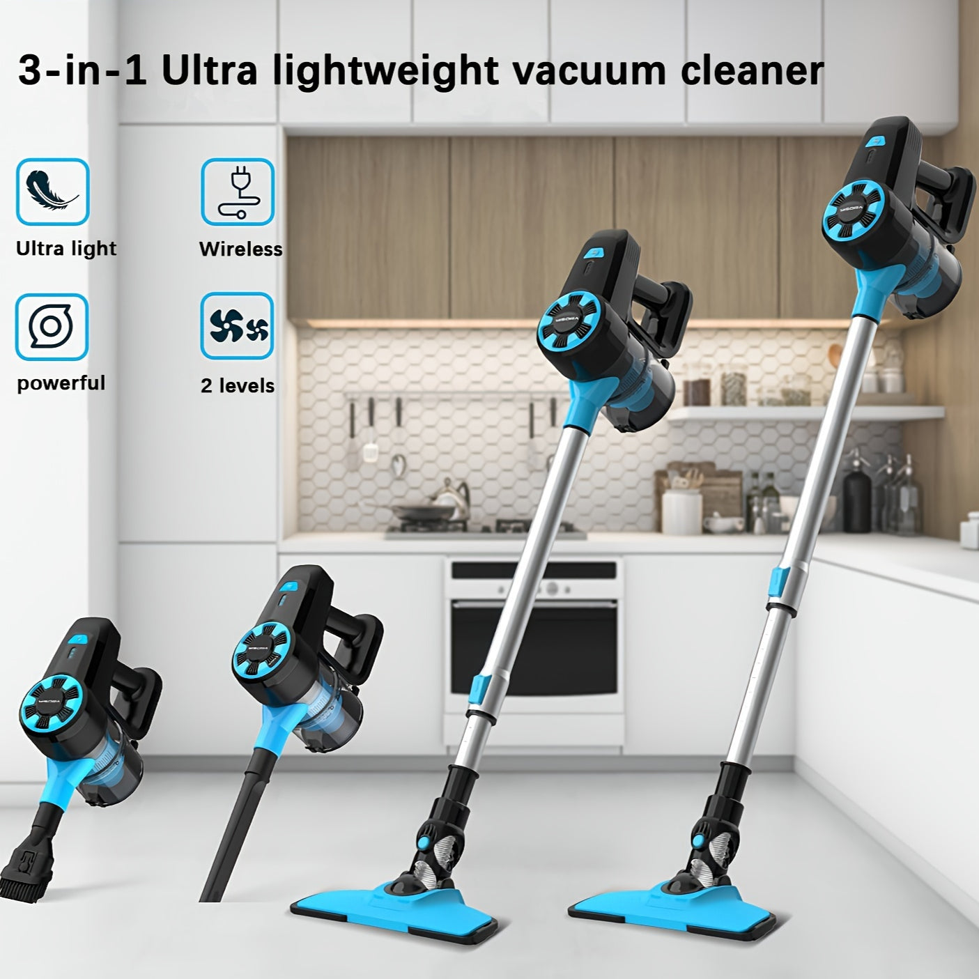 N3 Aspirateur sans fil, aspirateur balai l¨¦ger 6 en 1 avec batterie 2200 MAh, aspirateur rechargeable puissant, autonomie maximale de 40 minutes, parfait pour les sols en bois dur, les tapis et les poils d'animaux.