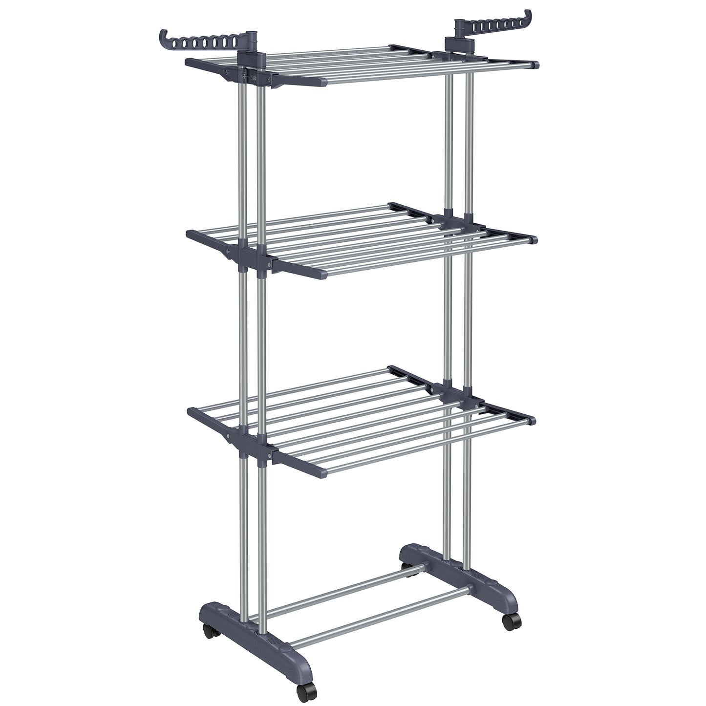 S¨¦choir ¨¤ Linge, Etendoir Linge Int¨¦rieur Pliable, avec roulettes, 4 Niveaux, 64 x 126 x 172 cm, Buanderie, Utilisation Int¨¦rieure et Ext¨¦rieure
