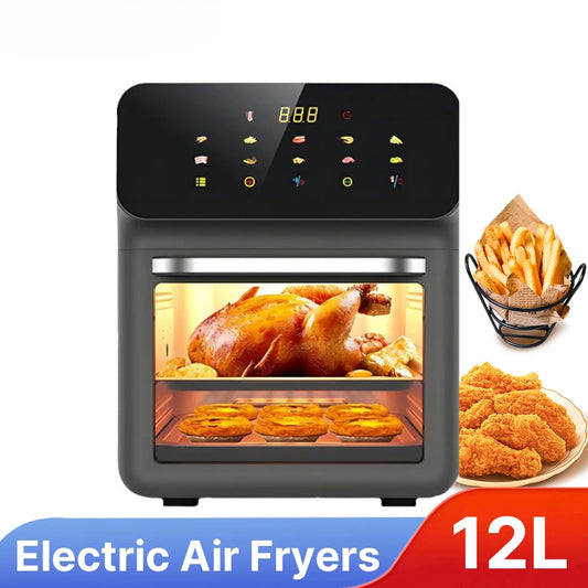 Friteuse ½Ç air ¹Èlectrique sans huile de grande capacit¹È, cuisine domestique automatique, four ½Ç convection de cuisson ½Ç 360 ¡«, friteuse profonde sans huile, 12L
