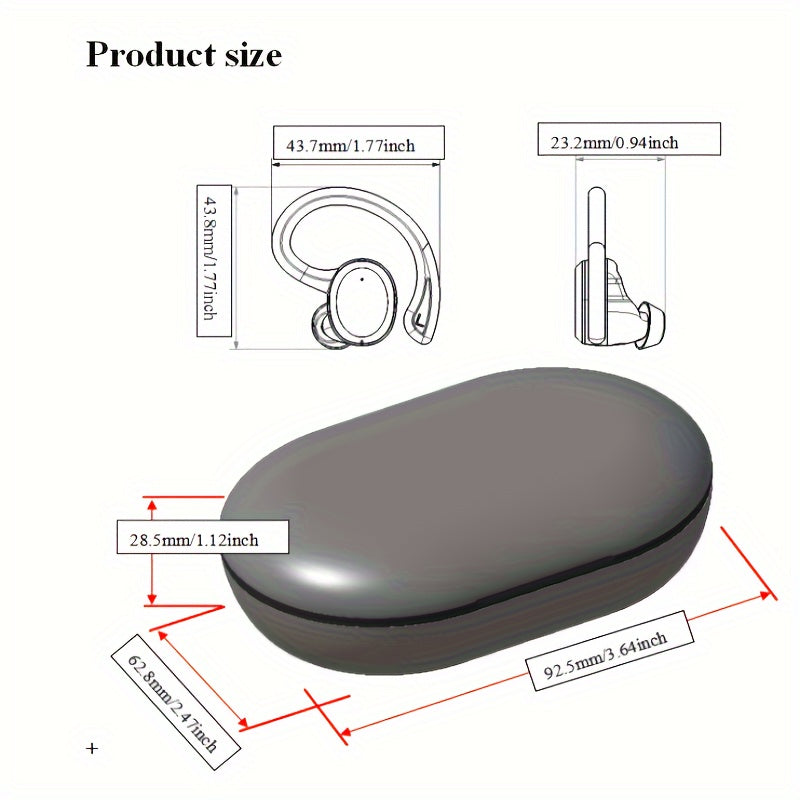Écouteurs sans fil Q38 pour le sport, écouteurs sans fil 5.3 2024, écouteurs stéréo avec haut-parleur de 14.2 mm, écouteurs de 48 heures avec crochets d'oreille, microphone antibruit, écouteurs intra-auriculaires, adaptés à l'exercice/à la course à pied,