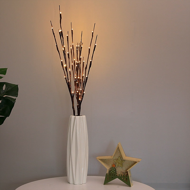 Branche lumineuse LED blanc chaud, branches lumineuses ¨¤ piles, remplissage de vase, brindille de saule, branche ¨¦clair¨¦e 76,2 cm, 20 LED pour d¨¦coration de f¨ºte de No?l ¨¤ la maison, utilisation