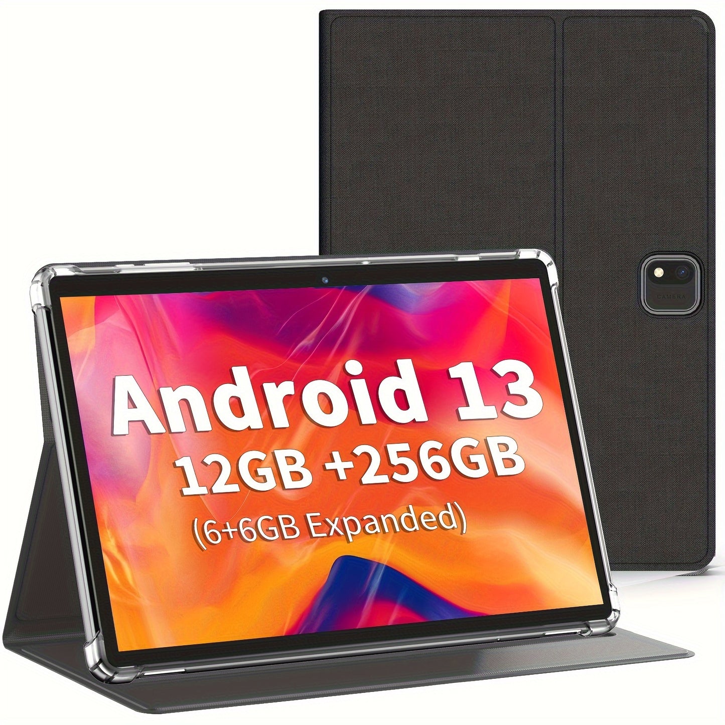 Tablette Android 10 pouces - 12 Go de RAM, 256 Go de ROM, processeur quadric?ur, ¨¦cran HD IPS 10.1 pouces, batterie 8000 mAh, appareil photo 5MP+8MP, GMS, type C - extensible jusqu'¨¤ 1 To