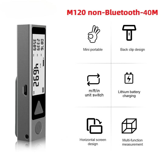 T¨¦l¨¦m¨¨tre laser Inter 40M, M120 , ruban ¨¤ mesurer, roulette avec roue, avec diffusion en anglais