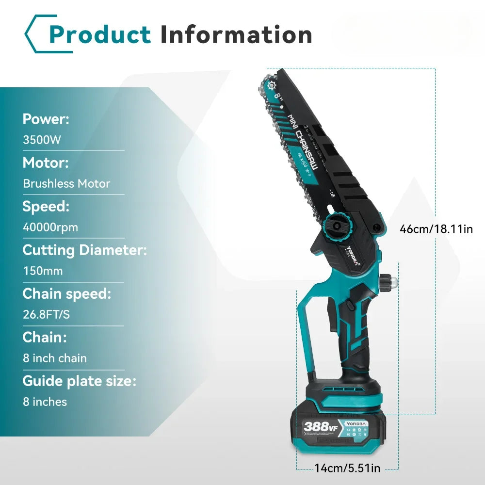 Tron?onneuse ¹Èlectrique sans balais, outil de scie d'¹Èlagage de jardin, batterie Makita 18V, sans fil, aste, travail de calcul, 8 po