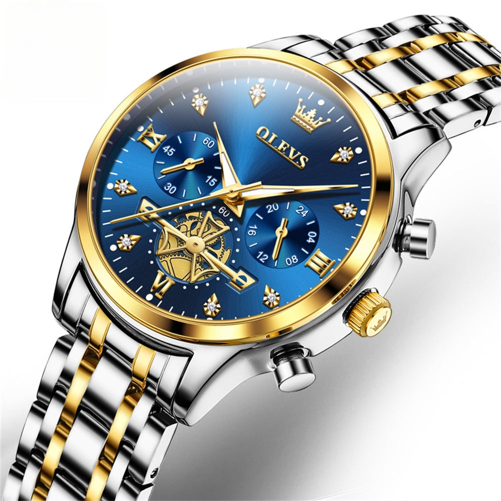 Montre ¨¤ Quartz pour Femme, Design Volant d'Inertie, Diamants ¨¦l¨¦gants, Acier Inoxydable, Chronographe ¨¦tanche, Nouveau, 2897