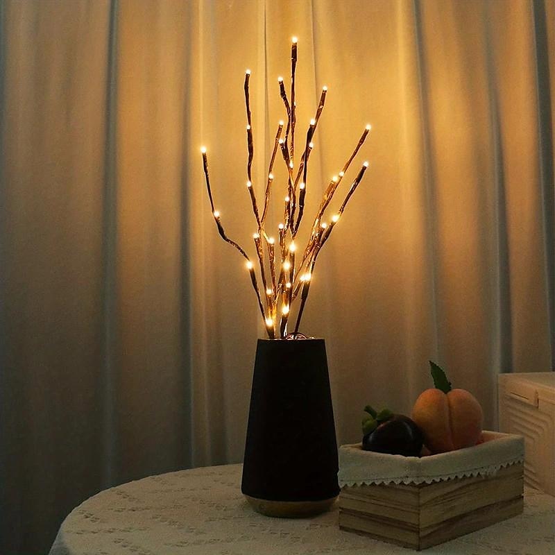 Branche lumineuse LED blanc chaud, branches lumineuses ¨¤ piles, remplissage de vase, brindille de saule, branche ¨¦clair¨¦e 76,2 cm, 20 LED pour d¨¦coration de f¨ºte de No?l ¨¤ la maison, utilisation