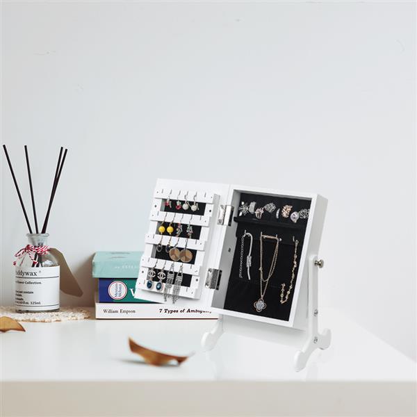 Giantex Petite Armoire ¨¤ Bijoux Miroir Organisateur Armoire de Rangement Bo?te de Comptoir avec Support (Blanc)