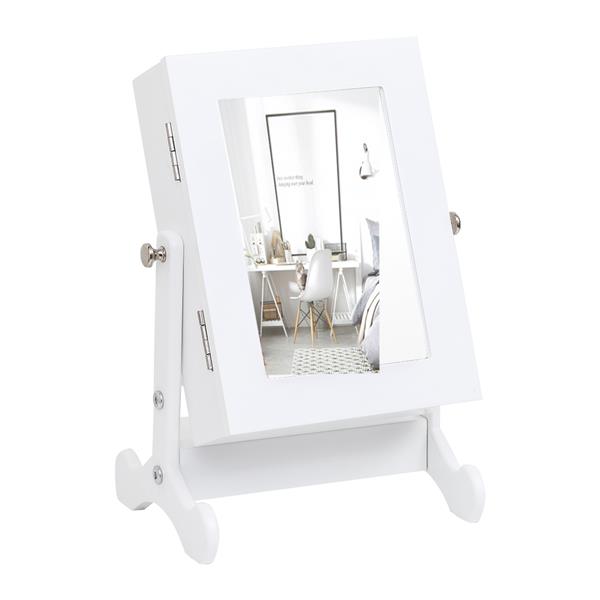 Giantex Petite Armoire ¨¤ Bijoux Miroir Organisateur Armoire de Rangement Bo?te de Comptoir avec Support (Blanc)