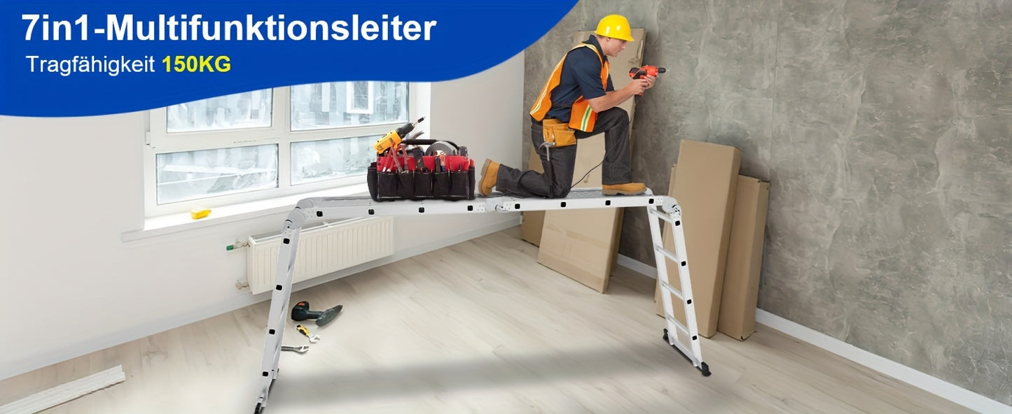 ¨¦chelle multifonction 4X4/4X5 marches ¨¦chelle en aluminium 4.7M/5.8M Max 150kg ¨¦chelle multifonctionnelle ¨¦chelle pliante avec plateforme et roues, ¨¦chelle domestique, Escabeau, Super ¨¦chelle pour la maison et le jardin