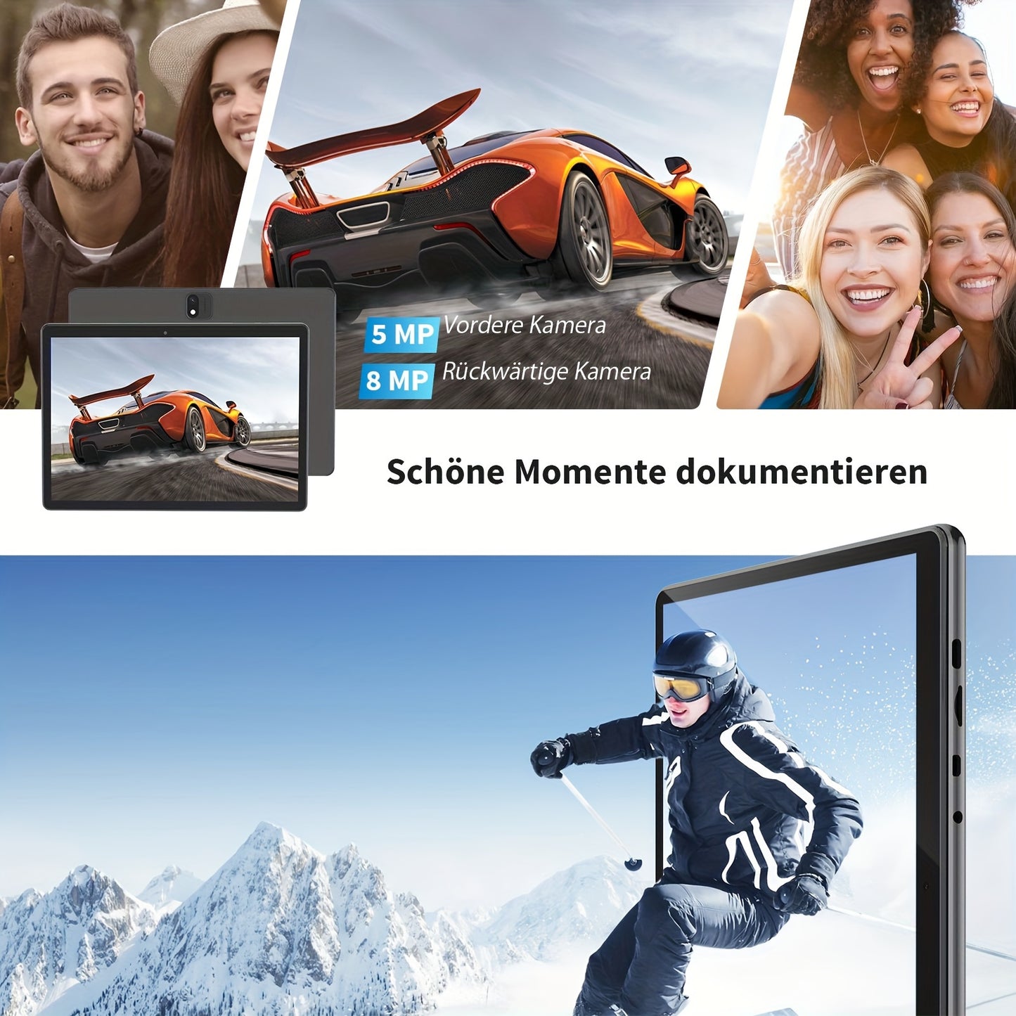 Tablette Android 10 pouces - 12 Go de RAM, 256 Go de ROM, processeur quadric?ur, ¨¦cran HD IPS 10.1 pouces, batterie 8000 mAh, appareil photo 5MP+8MP, GMS, type C - extensible jusqu'¨¤ 1 To