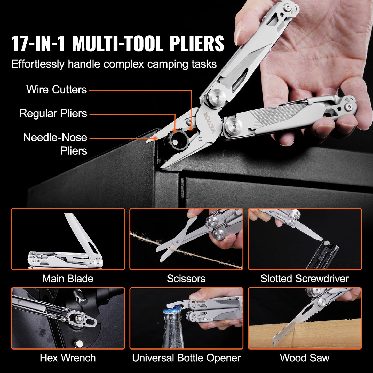 Pince multi-outils, coupe-couteau, ciseaux, r¨¨gle, tournevis, scie ¨¤ bois, ouvre-bouteille, 17 en 1