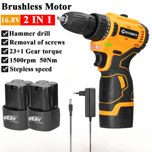 Mini perceuse ¹Èlectrique domestique, moteur sans balais, tournevis ¹Èlectrique, batterie aste Eddie Ion, outils ¹Èlectriques domestiques, 16.8V