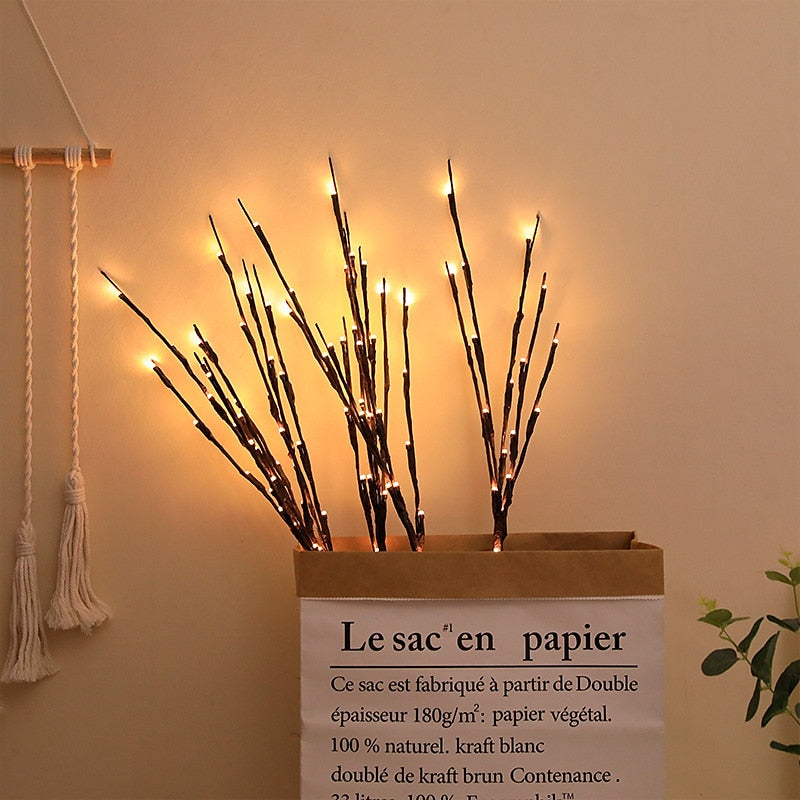 Branche lumineuse LED blanc chaud, branches lumineuses ¨¤ piles, remplissage de vase, brindille de saule, branche ¨¦clair¨¦e 76,2 cm, 20 LED pour d¨¦coration de f¨ºte de No?l ¨¤ la maison, utilisation