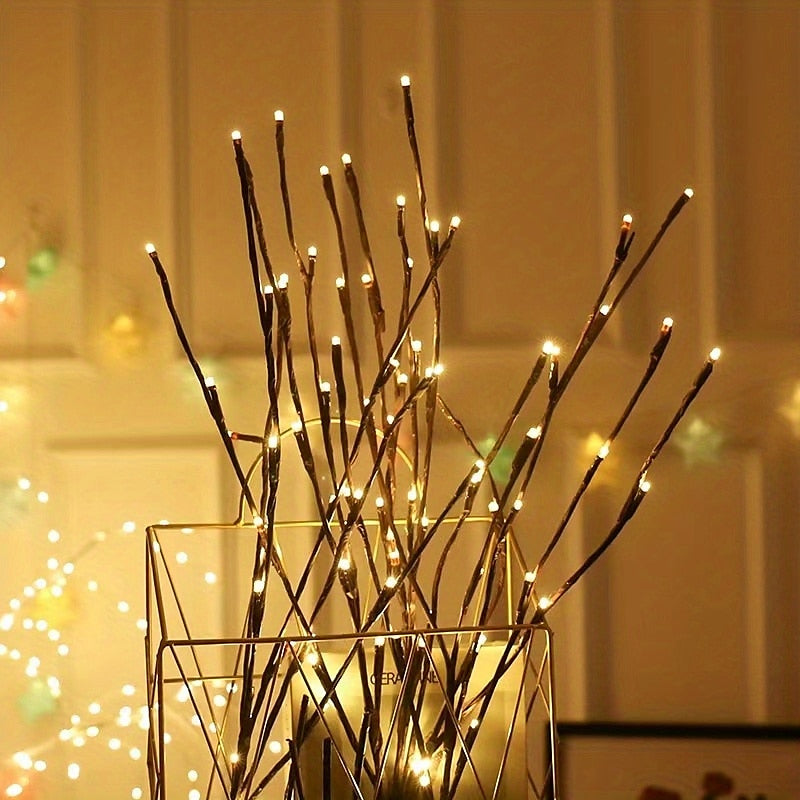 Branche lumineuse LED blanc chaud, branches lumineuses ¨¤ piles, remplissage de vase, brindille de saule, branche ¨¦clair¨¦e 76,2 cm, 20 LED pour d¨¦coration de f¨ºte de No?l ¨¤ la maison, utilisation