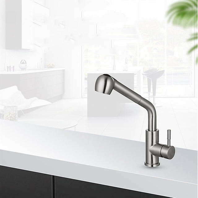 Robinet de cuisine noir ¨¤ nervures pour ¨¦vier de centre commercial, pulv¨¦risateur ¨¤ jet de d¨¦gradbross¨¦, t¨ºte chrom¨¦e