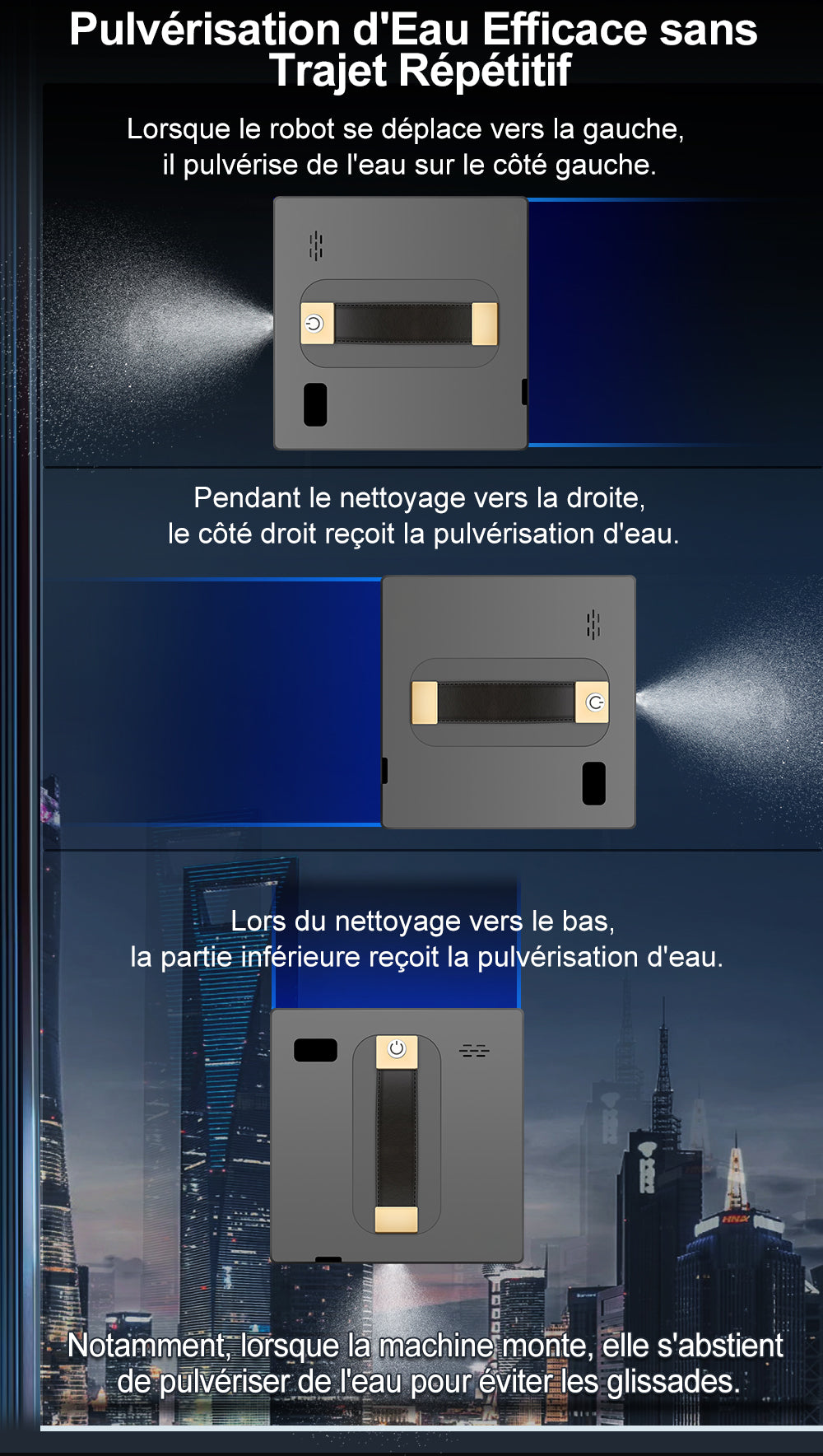 Nettoyeur de fen¨ºtres robot,Double Pulv¨¦risation d'Eau, M¨¦moire Intelligente, Aspiration Puissante, Capteur Laser, Robot de Nettoyage de Vitres Murales ¨¤ Domicile, Contr?le par Application