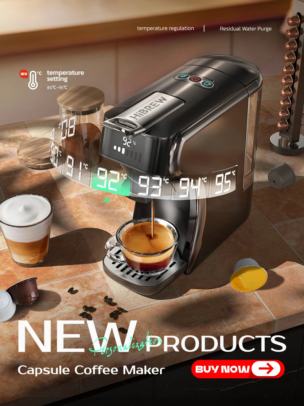 Machine ½Ç caf¹È ½Ç capsules multiples, chaud et froid, DG Cappuccino Nes, petite capsule ESE, dosette de caf¹È moulu, caf¹Èt¹Èria, 20 bars, H2B, 5 en 1