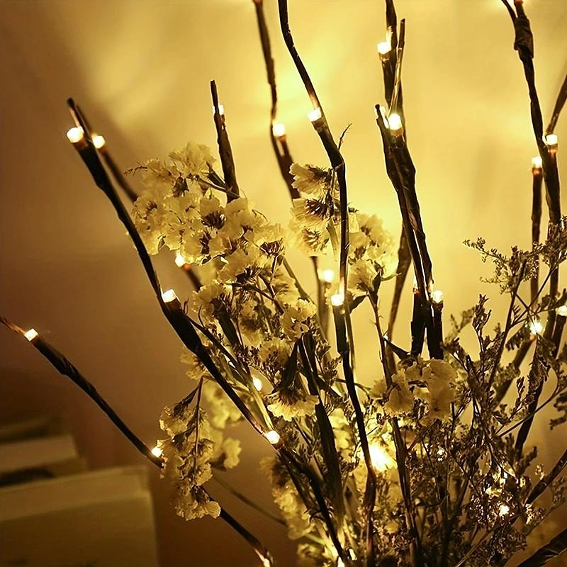 Branche lumineuse LED blanc chaud, branches lumineuses ¨¤ piles, remplissage de vase, brindille de saule, branche ¨¦clair¨¦e 76,2 cm, 20 LED pour d¨¦coration de f¨ºte de No?l ¨¤ la maison, utilisation