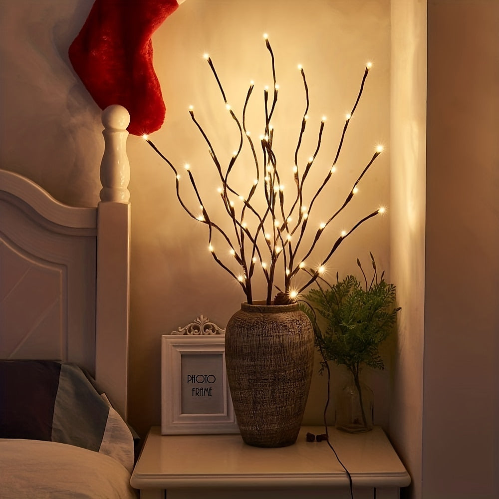 Branche lumineuse LED blanc chaud, branches lumineuses ¨¤ piles, remplissage de vase, brindille de saule, branche ¨¦clair¨¦e 76,2 cm, 20 LED pour d¨¦coration de f¨ºte de No?l ¨¤ la maison, utilisation