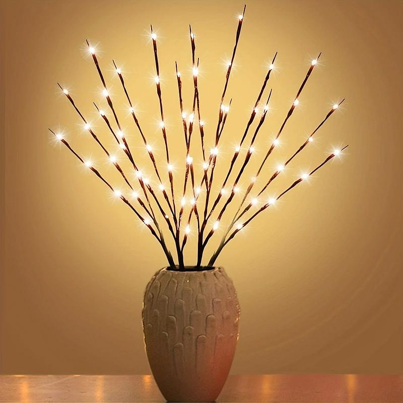 Branche lumineuse LED blanc chaud, branches lumineuses ¨¤ piles, remplissage de vase, brindille de saule, branche ¨¦clair¨¦e 76,2 cm, 20 LED pour d¨¦coration de f¨ºte de No?l ¨¤ la maison, utilisation