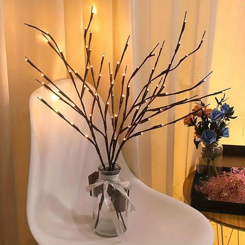 Branche lumineuse LED blanc chaud, branches lumineuses ¨¤ piles, remplissage de vase, brindille de saule, branche ¨¦clair¨¦e 76,2 cm, 20 LED pour d¨¦coration de f¨ºte de No?l ¨¤ la maison, utilisation