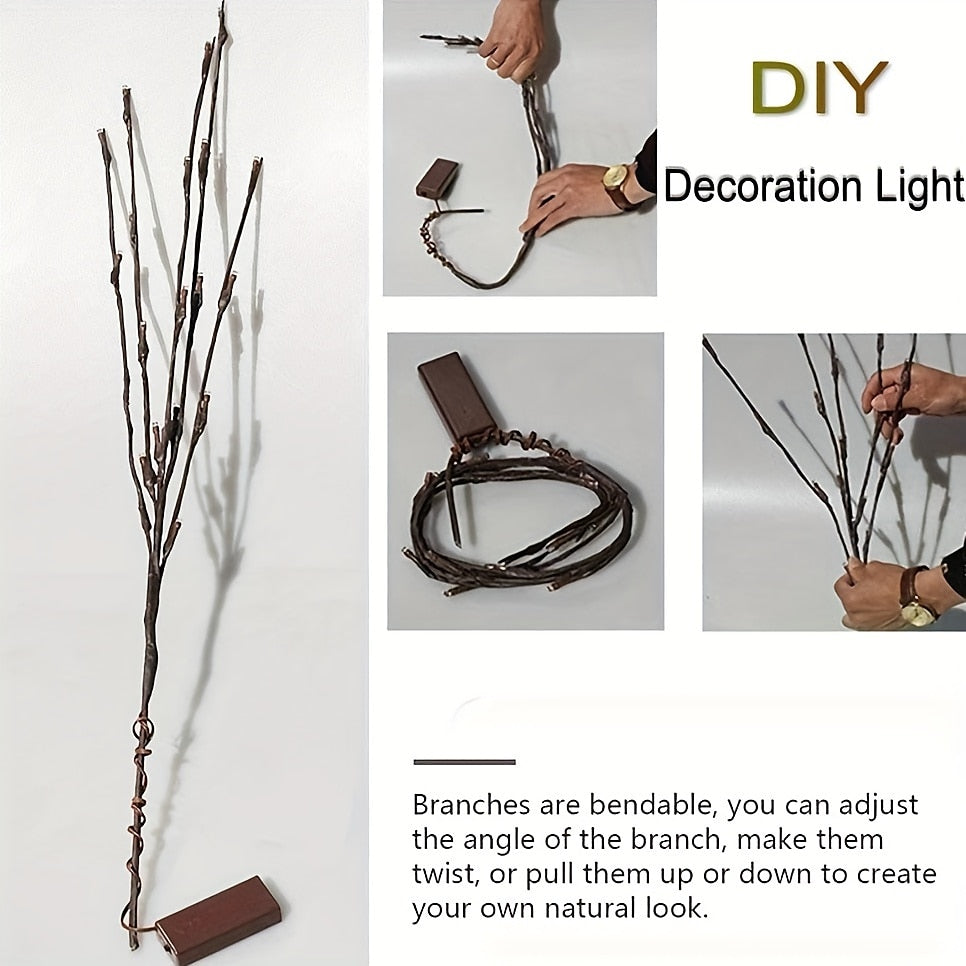 Branche lumineuse LED blanc chaud, branches lumineuses ¨¤ piles, remplissage de vase, brindille de saule, branche ¨¦clair¨¦e 76,2 cm, 20 LED pour d¨¦coration de f¨ºte de No?l ¨¤ la maison, utilisation