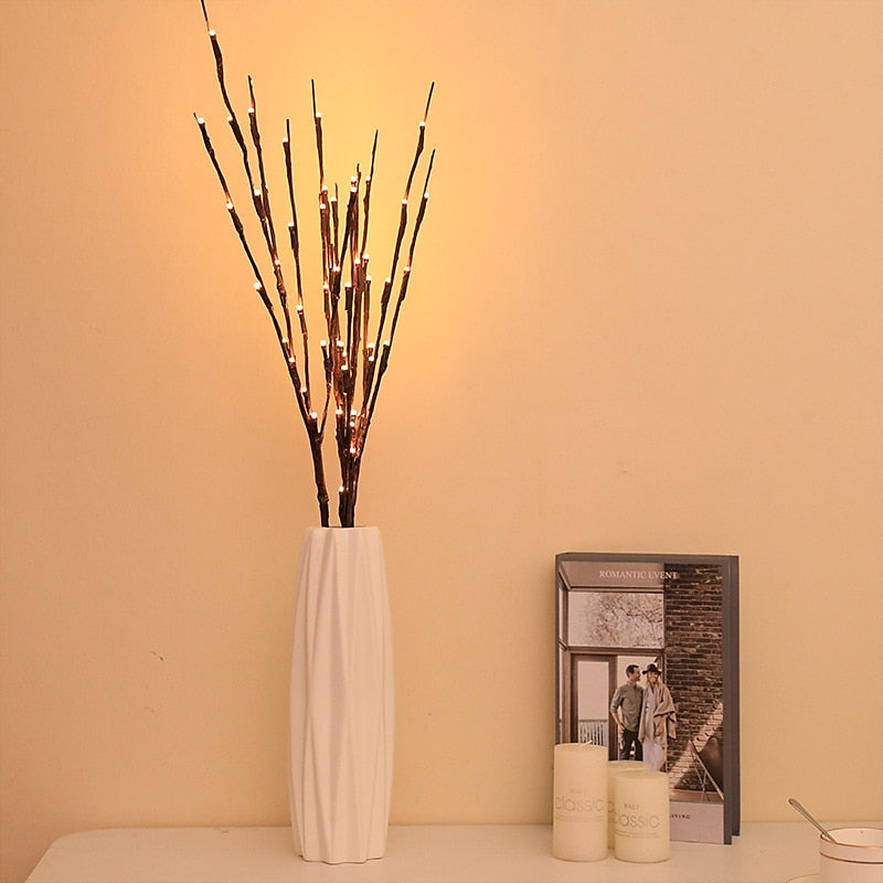 Branche lumineuse LED blanc chaud, branches lumineuses ¨¤ piles, remplissage de vase, brindille de saule, branche ¨¦clair¨¦e 76,2 cm, 20 LED pour d¨¦coration de f¨ºte de No?l ¨¤ la maison, utilisation
