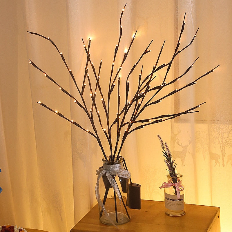 Branche lumineuse LED blanc chaud, branches lumineuses ¨¤ piles, remplissage de vase, brindille de saule, branche ¨¦clair¨¦e 76,2 cm, 20 LED pour d¨¦coration de f¨ºte de No?l ¨¤ la maison, utilisation