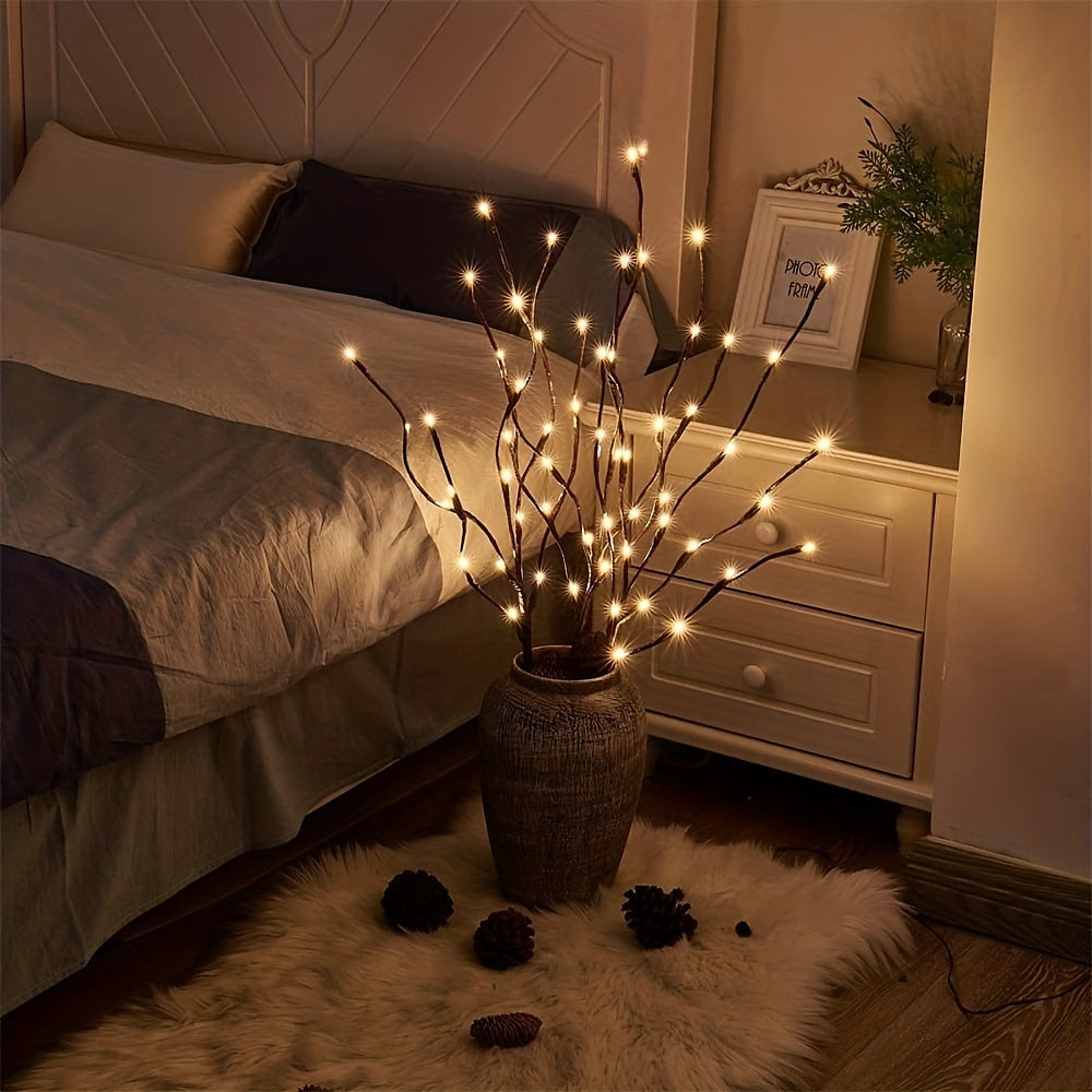 Branche lumineuse LED blanc chaud, branches lumineuses ¨¤ piles, remplissage de vase, brindille de saule, branche ¨¦clair¨¦e 76,2 cm, 20 LED pour d¨¦coration de f¨ºte de No?l ¨¤ la maison, utilisation