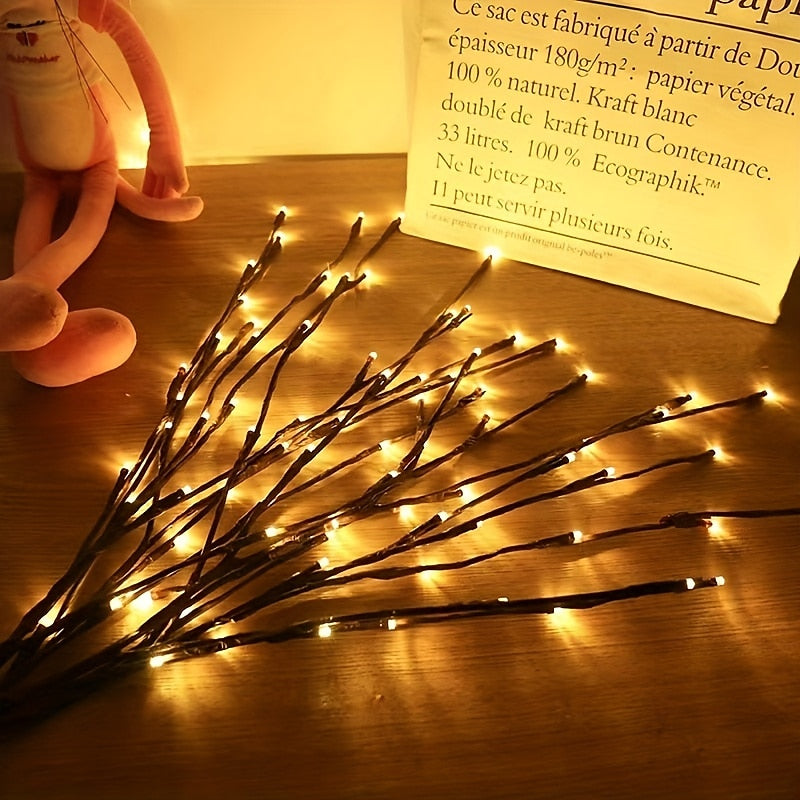 Branche lumineuse LED blanc chaud, branches lumineuses ¨¤ piles, remplissage de vase, brindille de saule, branche ¨¦clair¨¦e 76,2 cm, 20 LED pour d¨¦coration de f¨ºte de No?l ¨¤ la maison, utilisation
